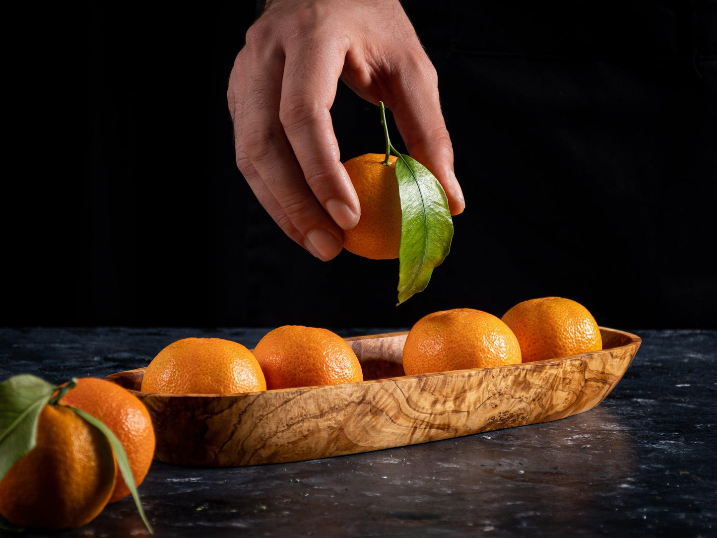 Service de Pain et de Fruits en Bois d'Olivier