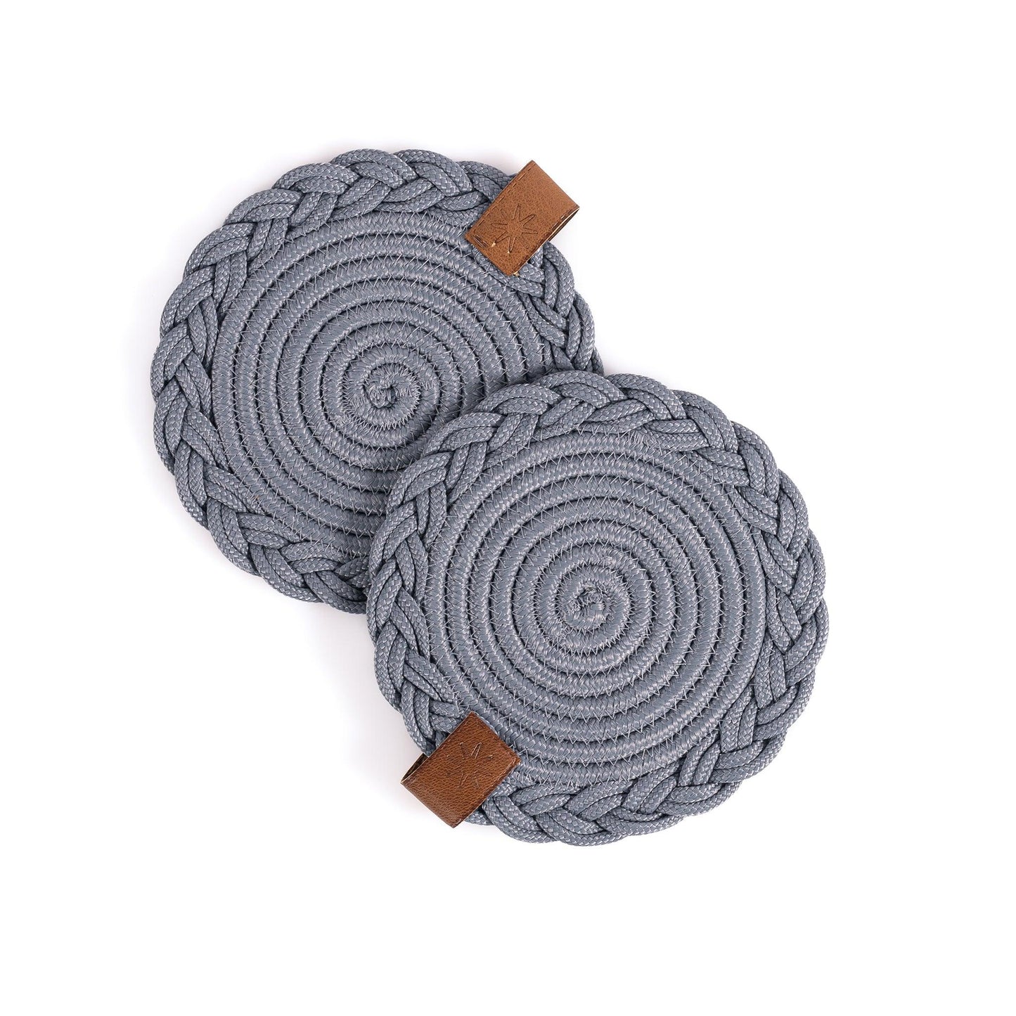 Lot de 2 Sous-Verres avec Bord Tressé Ronds de diamètre 15 cm
