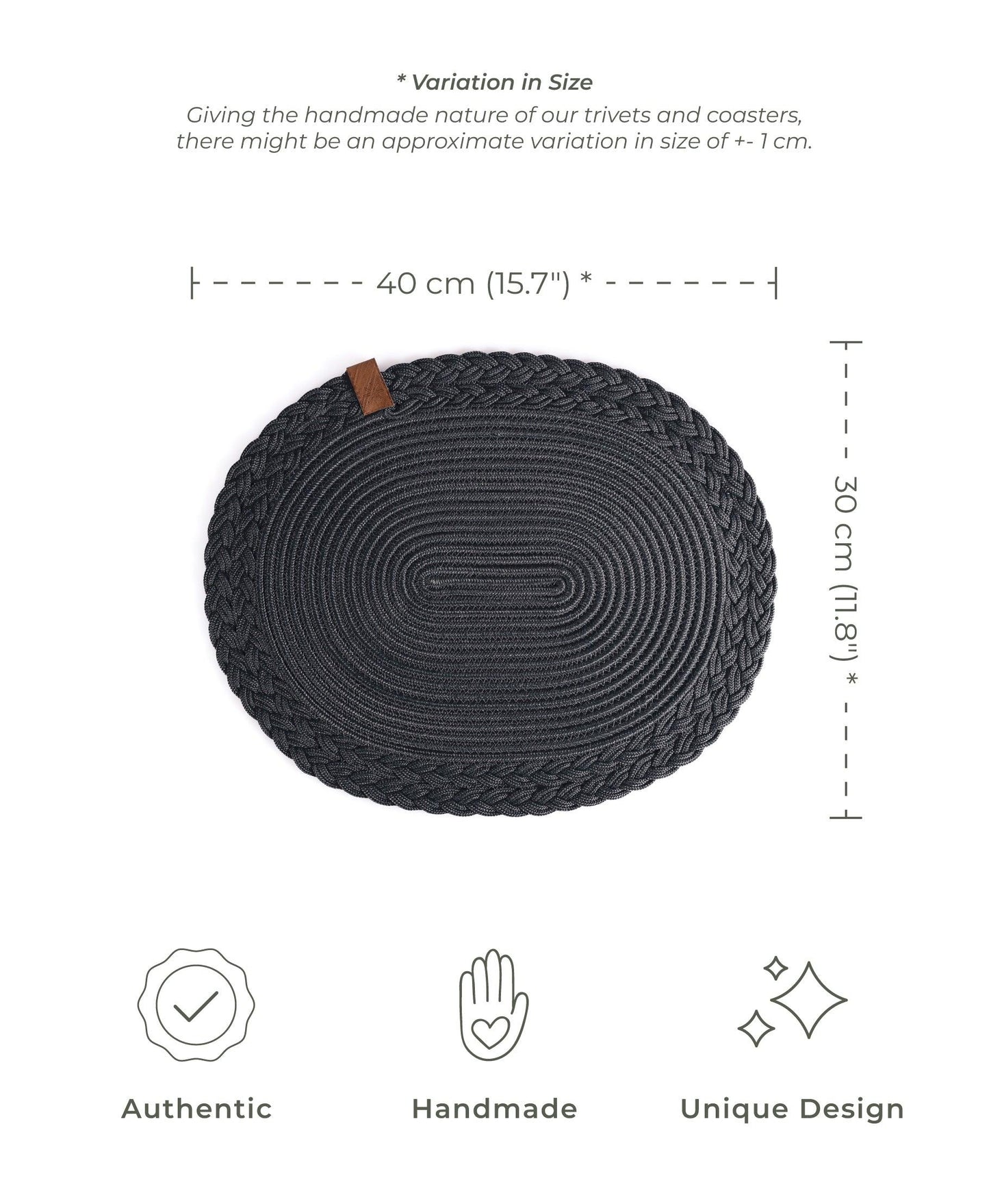 Set de Table Ovale en Coton de 30x40 cm avec Bord Tressé