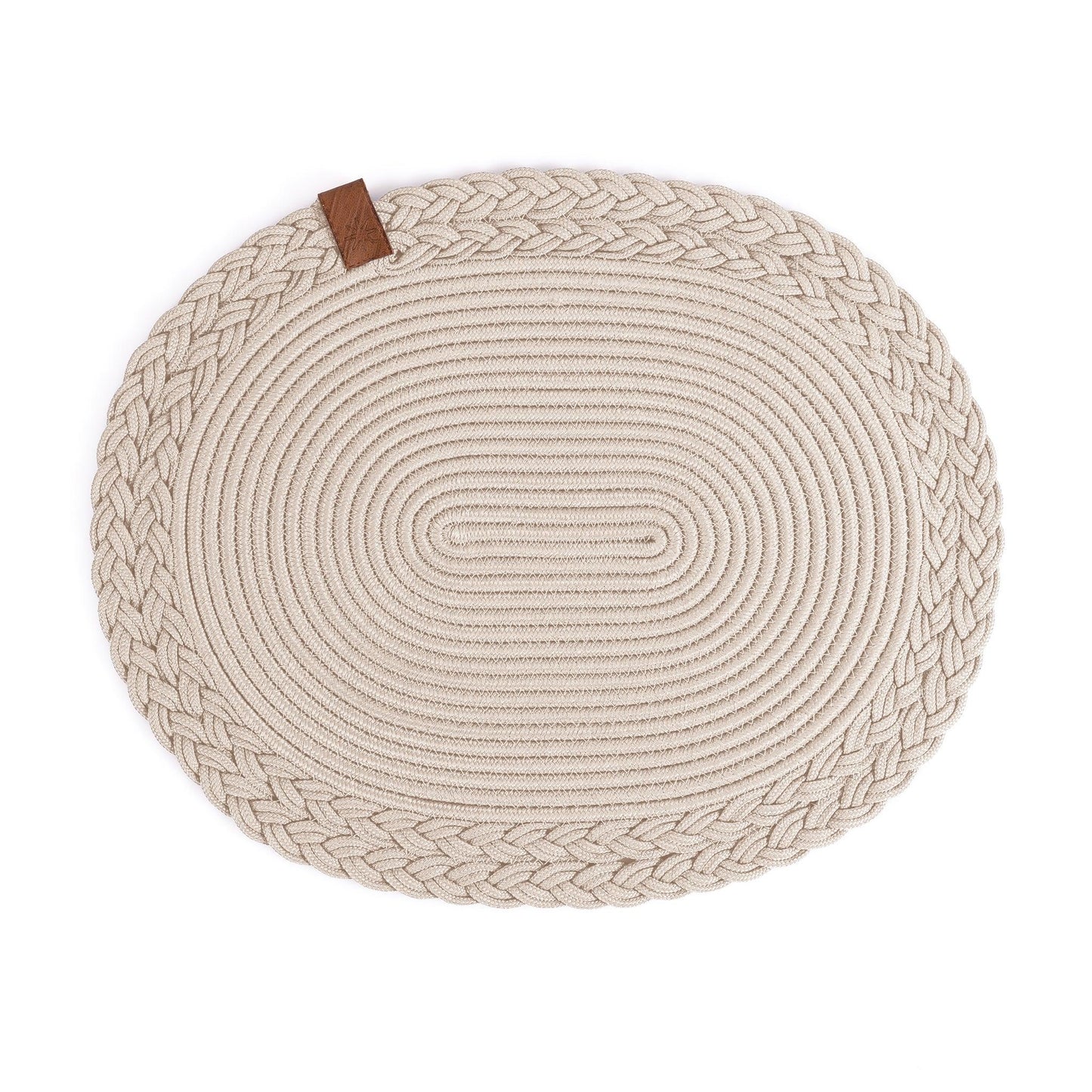 Set de Table Ovale en Coton de 30x40 cm avec Bord Tressé