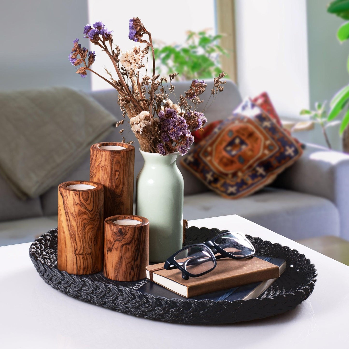 Set de Table Ovale en Coton de 30x40 cm avec Bord Tressé