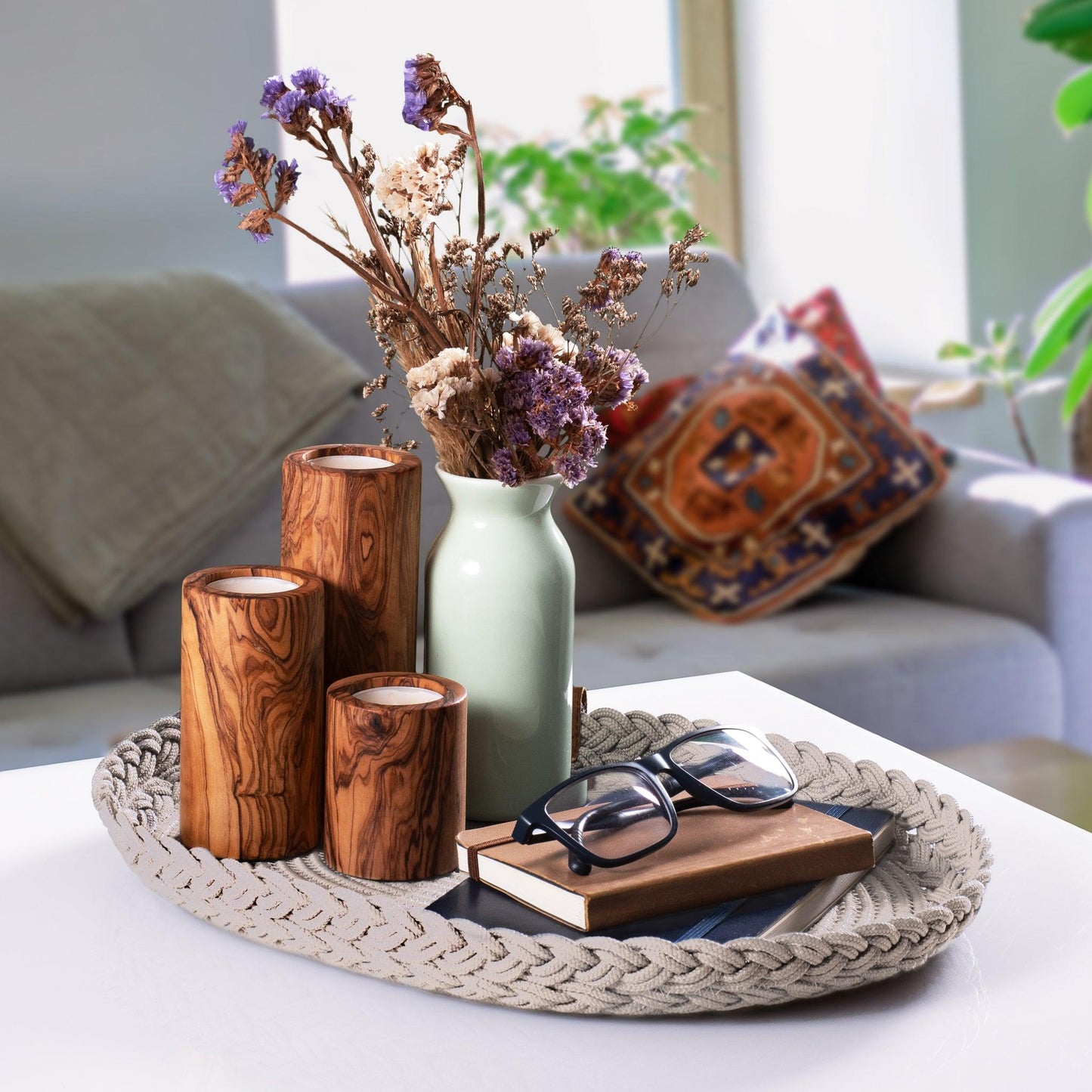 Set de Table Ovale en Coton de 30x40 cm avec Bord Tressé