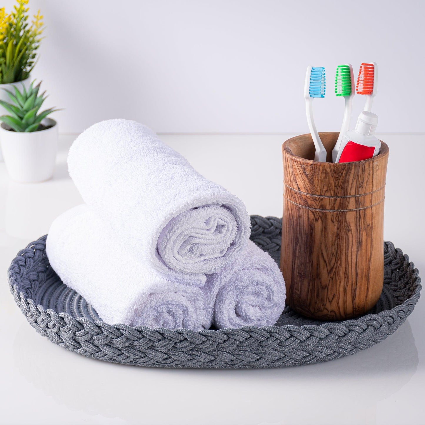 Set de Table Ovale en Coton de 30x40 cm avec Bord Tressé