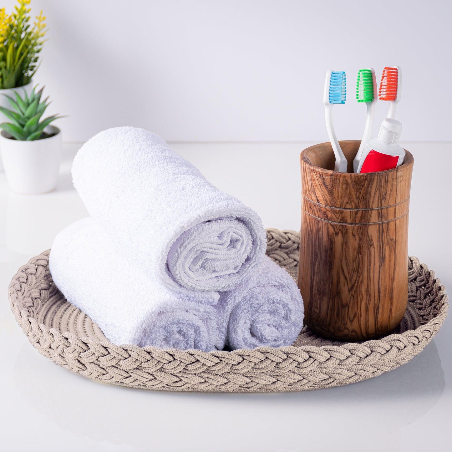 Set de Table Ovale en Coton de 30x40 cm avec Bord Tressé