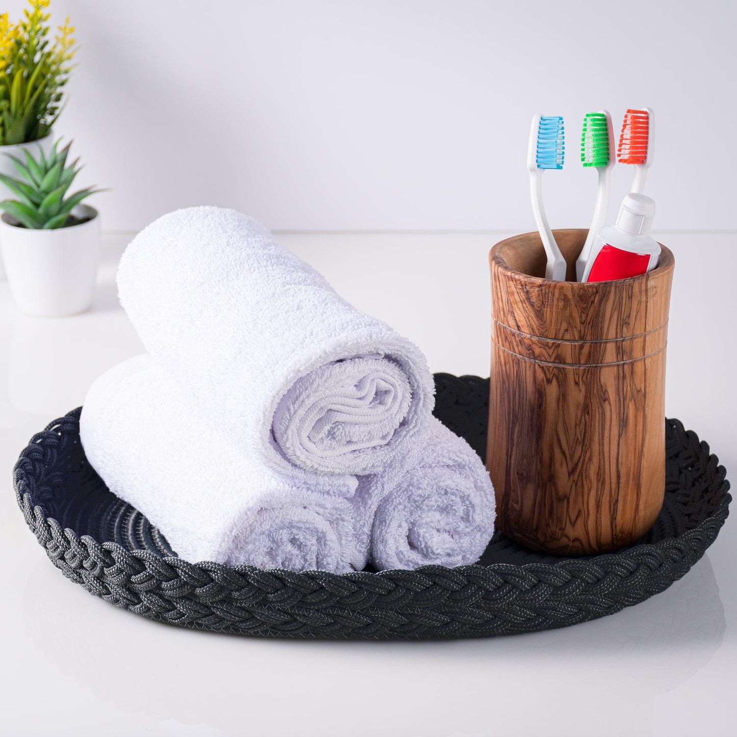 Set de Table Ovale en Coton de 30x40 cm avec Bord Tressé