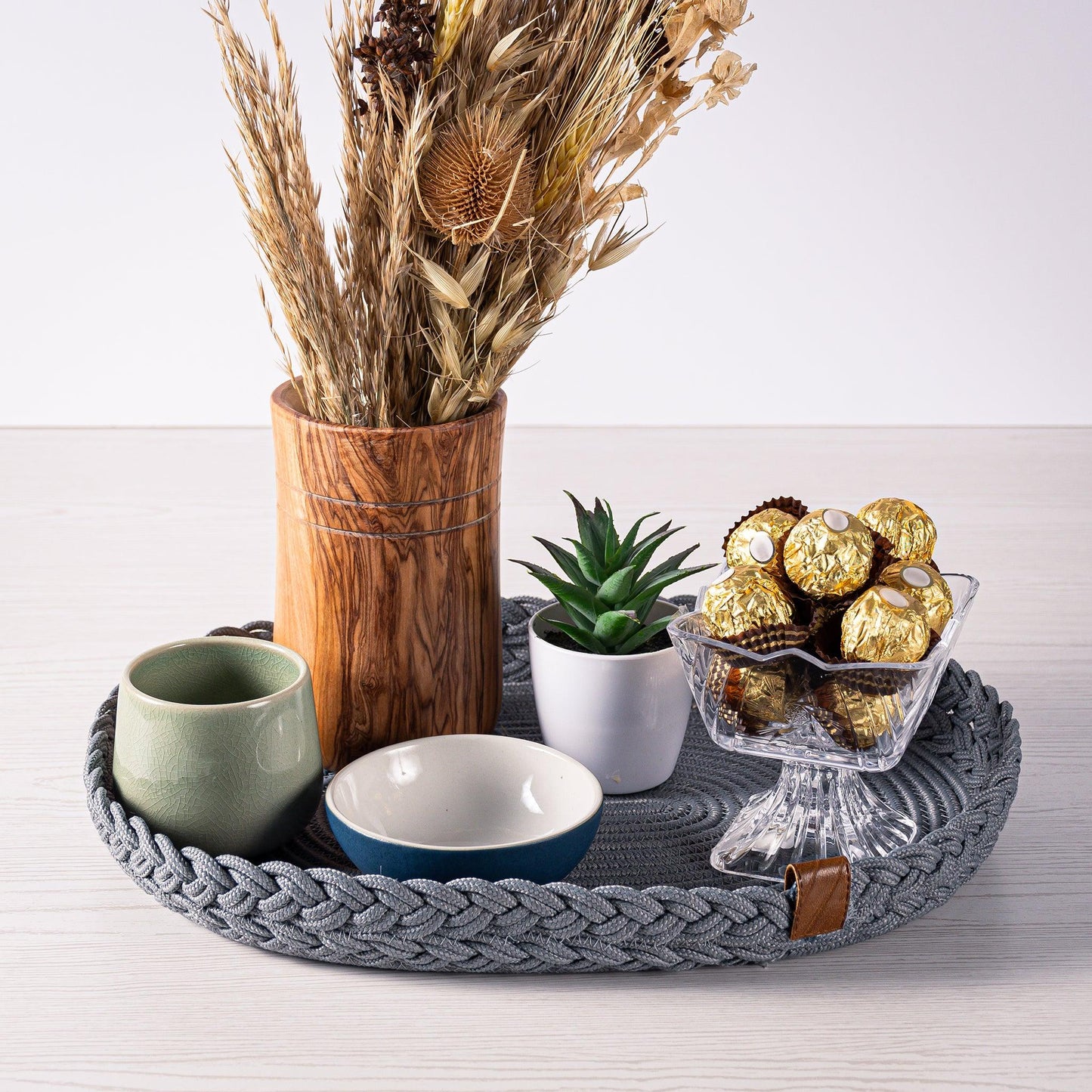 Set de Table Ovale en Coton de 30x40 cm avec Bord Tressé