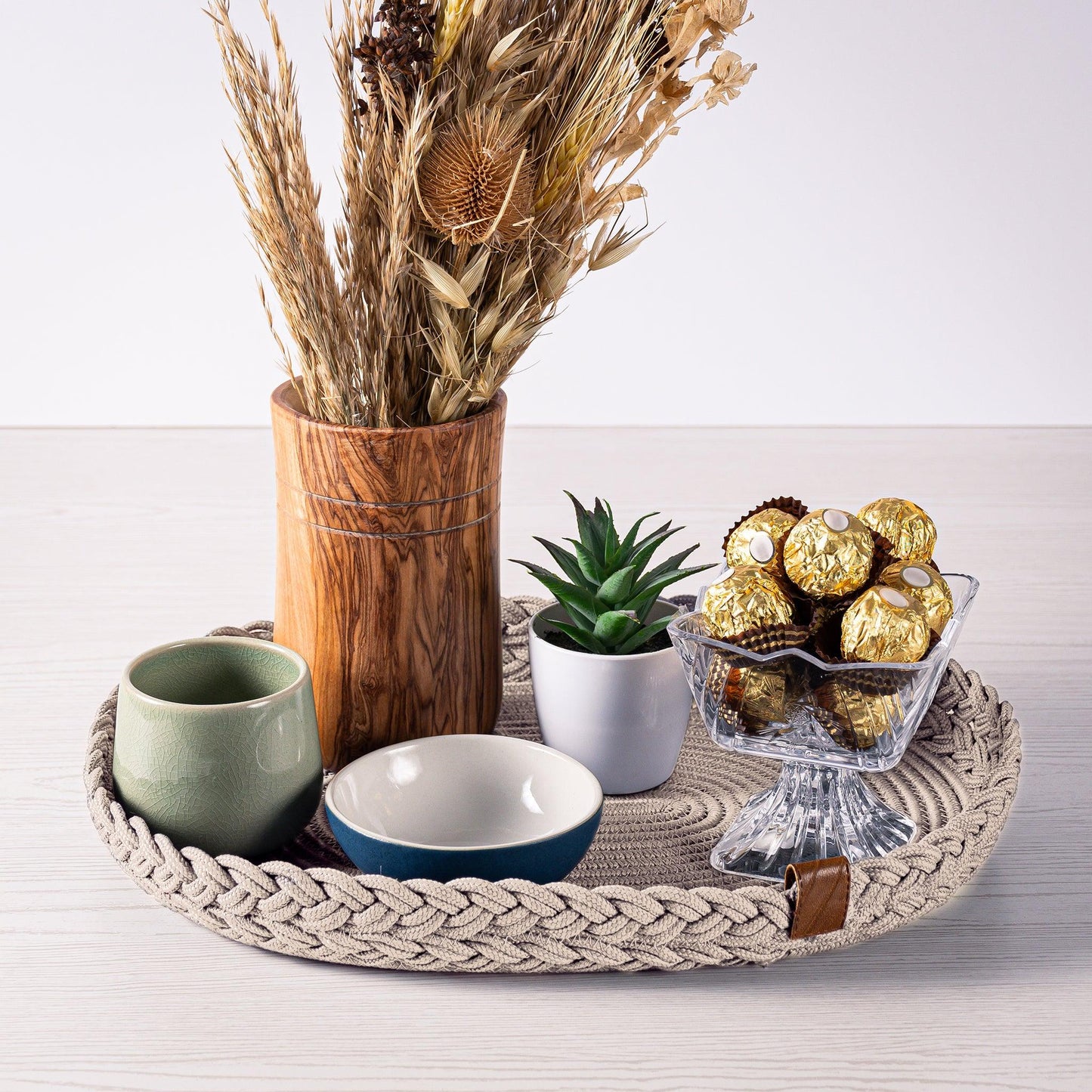 Set de Table Ovale en Coton de 30x40 cm avec Bord Tressé