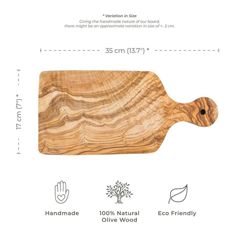 Planche en bois d'olivier avec poignée - 35x17 cm