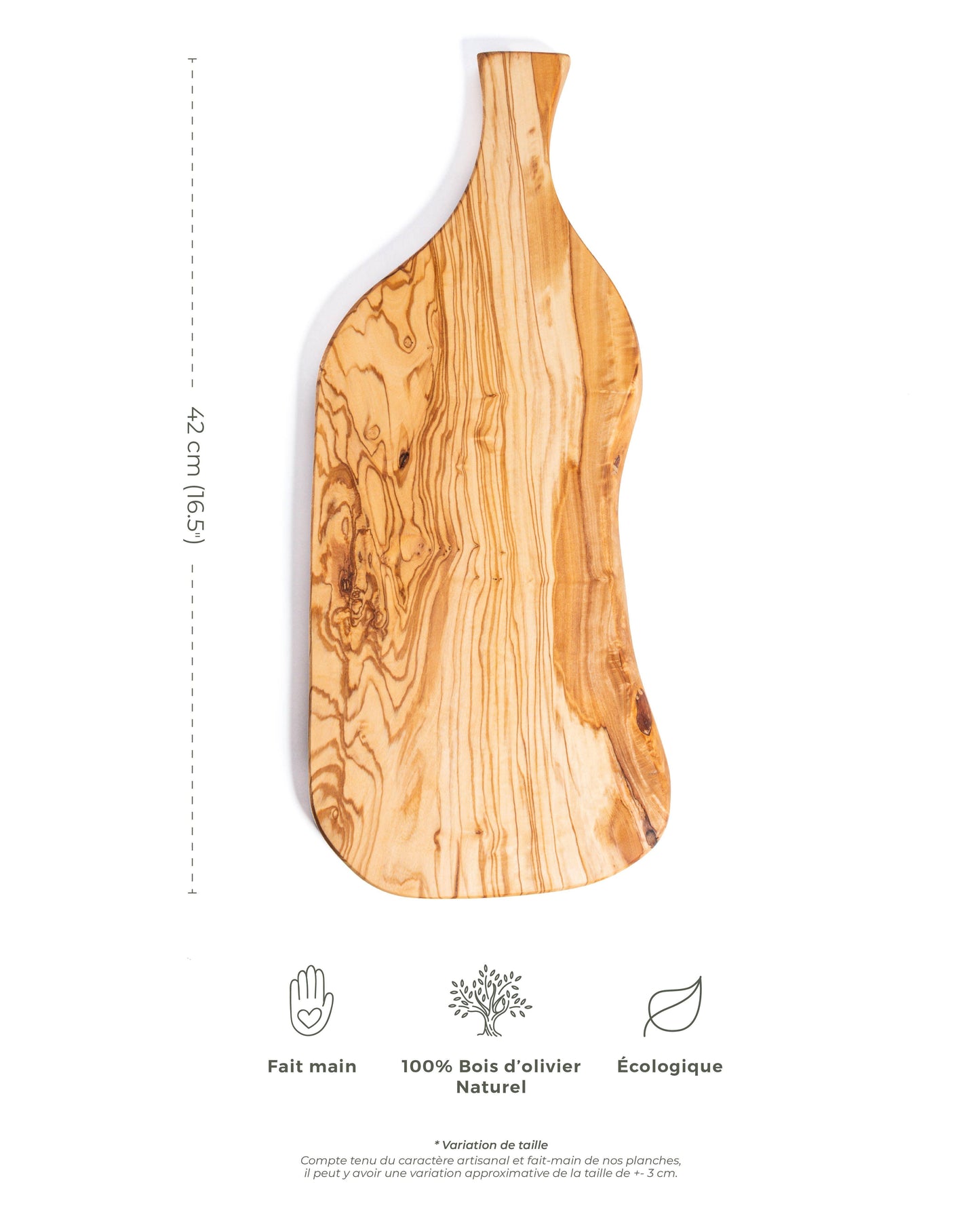 Planche en Bois d'Olivier avec Poignée - 42x20 cm
