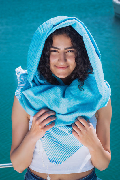 Serviette de Plage XXL Nid d'Abeille en Coton - Absorbante, Séchage Rapide et Multi-Usage