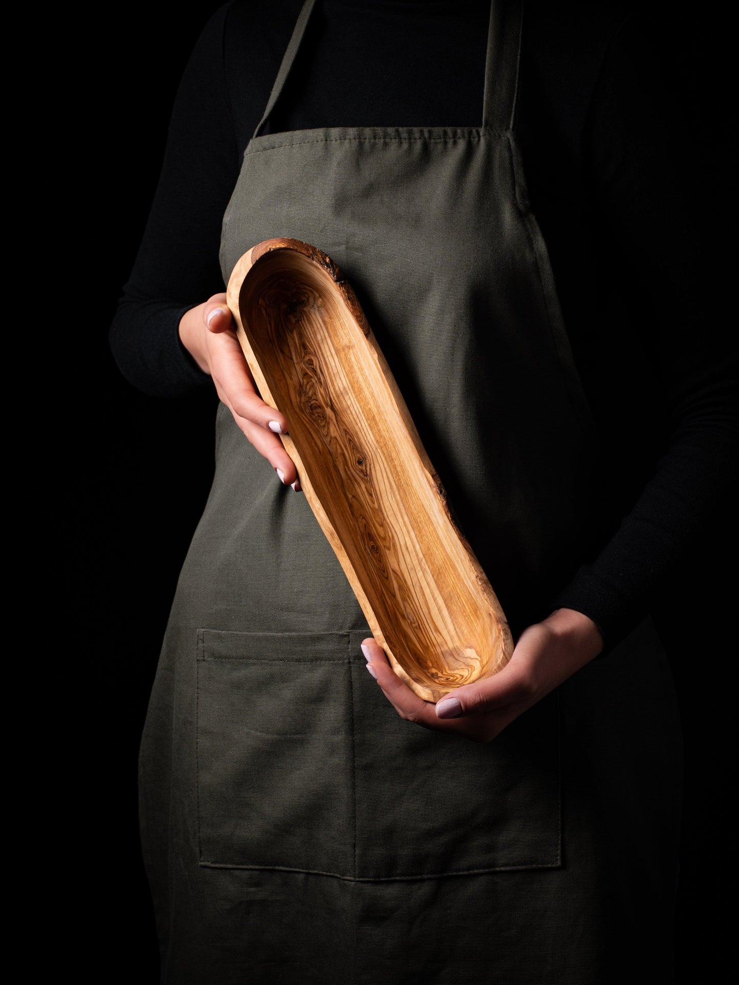 Service de Pain et de Fruits Rustique en Bois d'Olivier