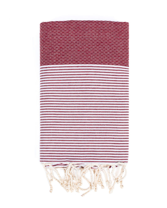 Serviette de plage Nid d'abeille comtesse Rouge