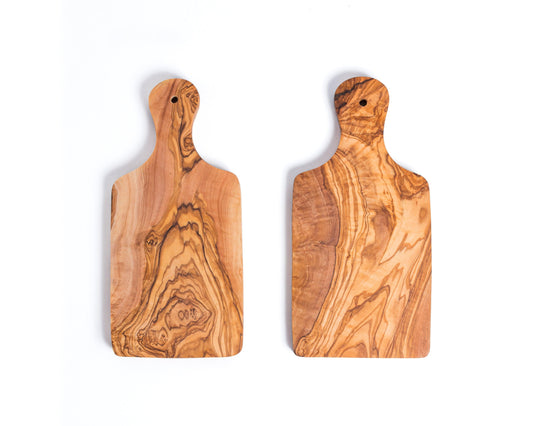 Lot de 2 planches en bois d'olivier avec poignée -  29x14 cm